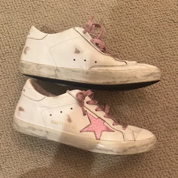Golden Goose Women's White Sneakers with Pink Accents - Picture 3 of 7